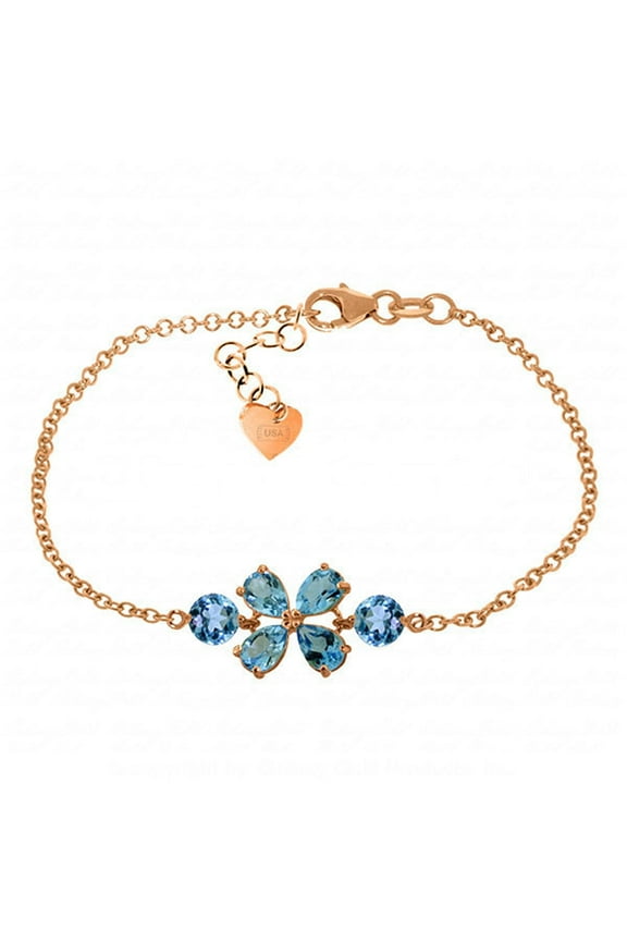 3.15 Carat 14k Solid Rose Gold Bracelet Natural Blue Topaz