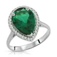 thumbnail image 1 of Galaxy Gold 3.16 Carat Total Weight 14K Solid White Gold Emerald with Natural Diamonds Halo Ring Brilliant Pear Tear Drop Shape Cut and Round Diamonds Anniversary Engagement Promise Ring (7.5), 1 of 4
