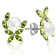 thumbnail image 1 of Galaxy Gold 3.25 Carat 14k Solid White Gold Stud Earrings Natural Peridot pearl, 1 of 3