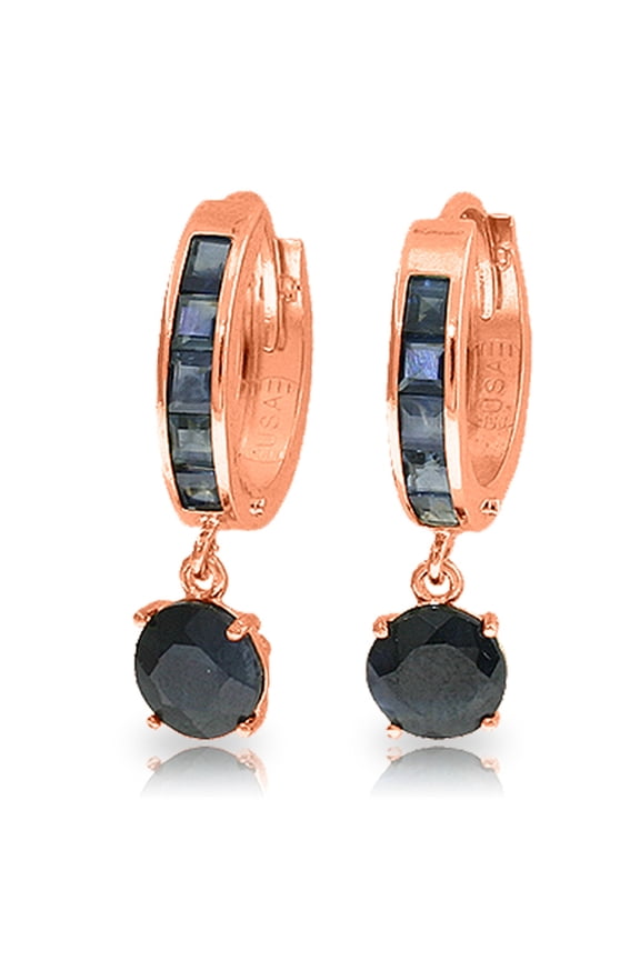 3.3 CTW 14k Solid Rose Gold Huggie Earrings Natural Sapphire