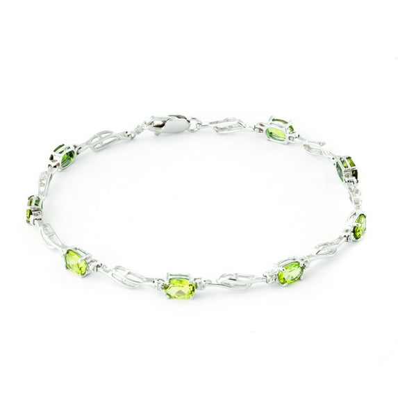 Galaxy Gold 3.39 CTW 14k Solid White Gold Tennis Bracelet Peridot Diamond