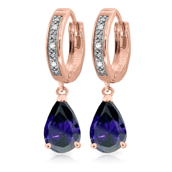 Galaxy Gold 14K Rose Gold 3.53 CTW Natural Diamonds and Sapphire Hoop Earrings - September Birthstone - Truth & Nobility - Fine Jewelry for Women