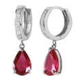 thumbnail image 1 of Galaxy Gold 14K White Gold 3.53 CTW Natural Diamonds and Ruby Hoop Earrings - July Birthstone - Passion & Protection - Fine Jewelry for Women, 1 of 2