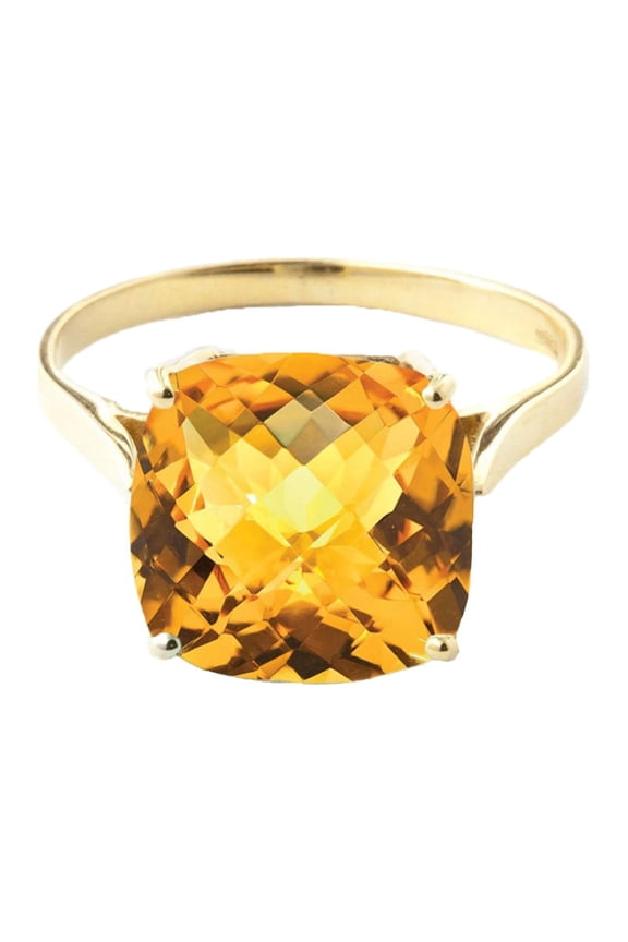 3.6 CTW 14k Solid Gold Ring Checkerboard Cut Natural Citrine - Size 7.50