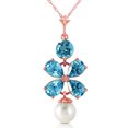 thumbnail image 1 of Galaxy Gold GG 14K Rose Gold 3.65 Carat Blue Topaz and Pearl Pendant Necklace - December Birthstone - Communication & Serenity - 16" to 24" - Fine Jewelry for Women, 1 of 3