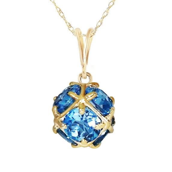 Galaxy Gold 14K Solid Gold 3.7 Carat Natural Blue Topaz Pendant Necklace for Women - Yellow Gold Fine Jewelry