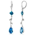 thumbnail image 1 of Galaxy Gold 3.97 Carat 14k Solid White Gold Chandelier Earrings Natural Diamond Blue Topaz, 1 of 3