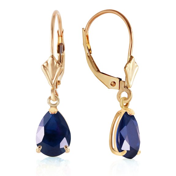 Galaxy Gold GG 14K Yellow Gold 3 Carat Natural Sapphire Dangle Earrings - September Birthstone - Truth & Nobility - Fine Jewelry for Women