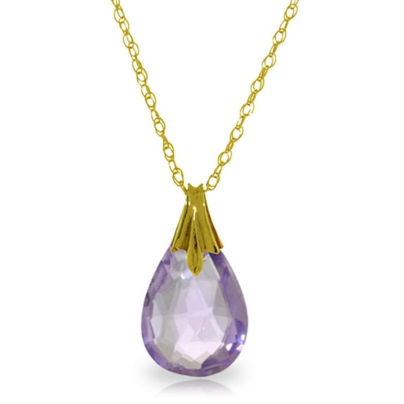 Galaxy Gold 14K Solid Yellow Gold 24" Station Necklace with 3 Carat 3 Carat Natural Briolette Amethysts, 14"-24" Sizes, February Birthstone, Symbol of Serenity