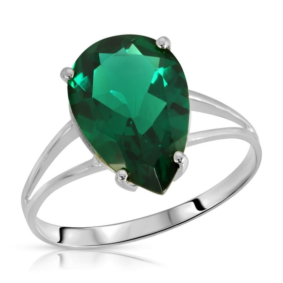 Galaxy Gold 14K Solid Gold 3 Carat Natural Emerald Ring for Women Size 10.5 - White Gold Fine Jewelry