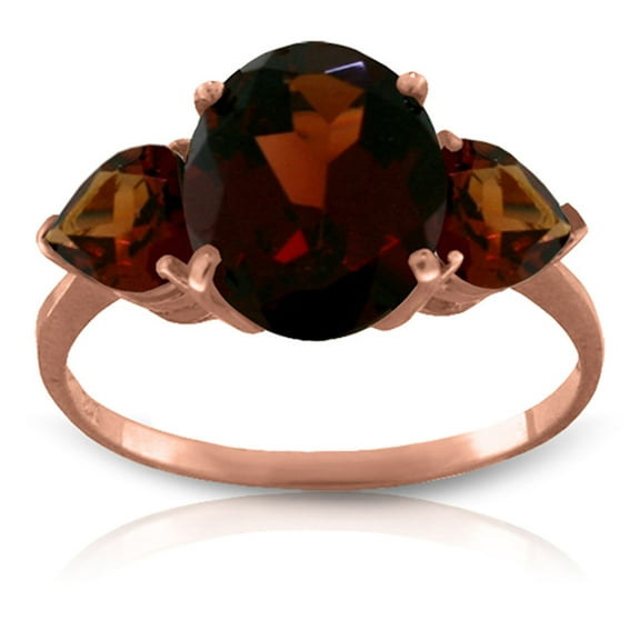 Galaxy Gold 4.1 CTW 14k Solid Rose Gold Ring with Natural Garnets - Size 7