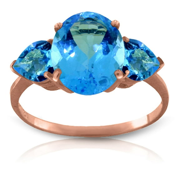 Galaxy Gold GG 14K Rose Gold 4.2 Carat Natural Blue Topaz Ring - December Birthstone - Communication & Serenity - Sizes 5.5 to 11 - Fine Jewelry for Women