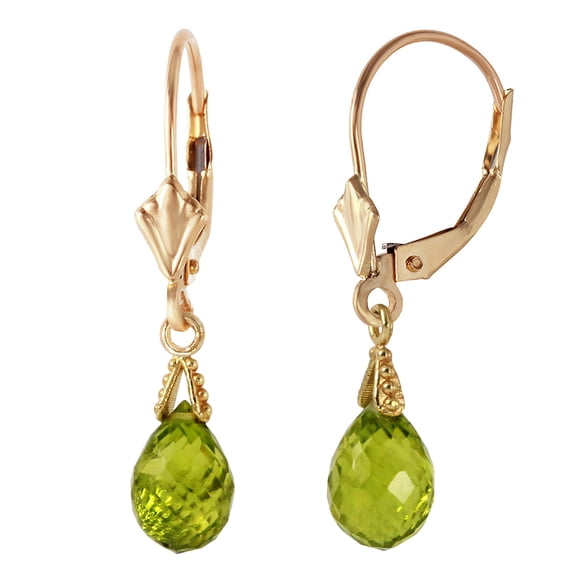 Galaxy Gold GG 14K Yellow Gold 4.5 CTW Natural Peridot Dangle Earrings - August Birthstone - Abundance & Joy - Fine Jewelry for Women