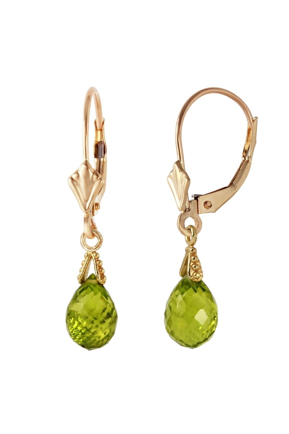 GG 14K Yellow Gold 4.5 CTW Natural Peridot Dangle Earrings - August Birthstone - Abundance & Joy - Fine Jewelry for Women