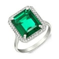 thumbnail image 1 of Galaxy Gold 4.70 Carat Total Weight 14K Solid White Gold Emerald with Natural Diamonds Halo Ring Brilliant Octagon Emerald Shape Cut Round Diamonds Anniversary Engagement Ring (8), 1 of 2