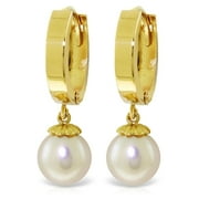 Galaxy Gold 14K Solid Gold 4.00 Carat Natural Pearl Huggie Earrings for Women - Yellow Gold Fine Jewelry