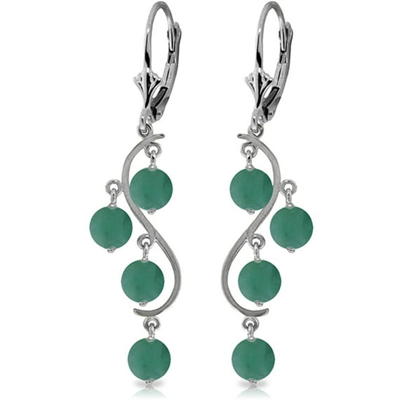 Galaxy Gold 4 Carat 14k Solid White Gold Chandelier Earrings Natural Emerald