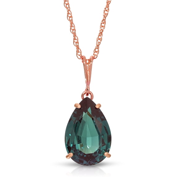 Galaxy Gold 5.0 ctw Size 14 inch 14K Solid Rose Gold Necklace With Lab. Grown Pear Shape Alexandrite Grade AAA