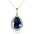 thumbnail image 1 of Galaxy Gold 5.26 CTW 14k 22" Solid Gold Necklace with Natural Diamonds and Pear Shaped Sapphire, 1 of 6