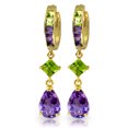 thumbnail image 1 of Galaxy Gold 5.38 CTW 14k Solid Gold Huggie Earrings Peridot Amethyst, 1 of 1