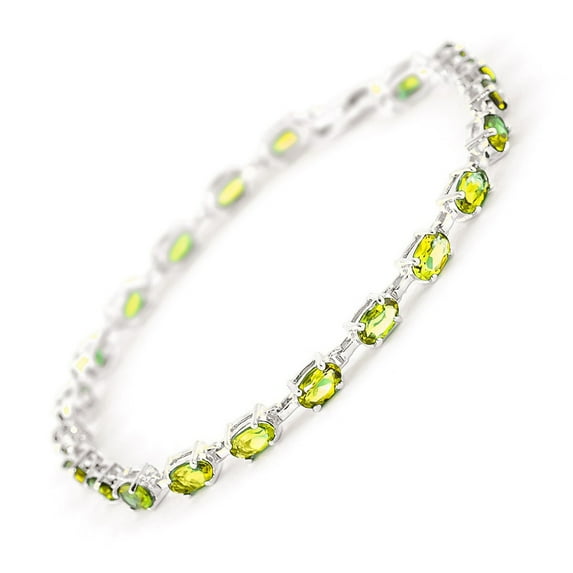 Galaxy Gold 5.5 CTW 14k Solid White Gold Tennis Bracelet Peridot