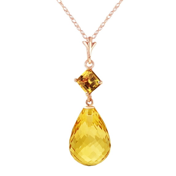 Galaxy Gold 14K Rose Gold 5.5 Carat Citrine Pendant Necklace - November Birthstone - Warmth & Prosperity - 16" to 24" - Fine Jewelry for Women