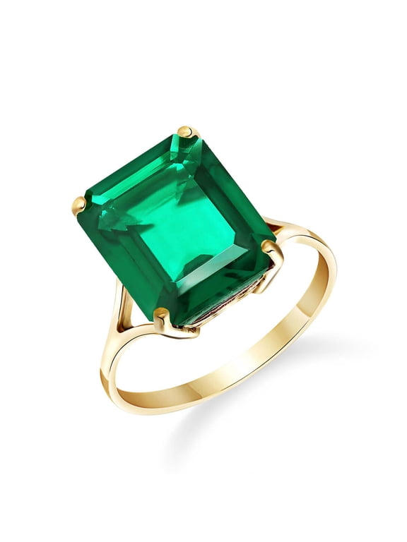 6.0 SIZE 4.50 Carats 14K Solid Yellow Gold Brilliant Emerald Cut Emerald Solitaire Ring with Genuine Vibrant GRADE AAA OCTAGON SHAPE