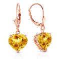 thumbnail image 1 of Galaxy Gold 6.2 Carat 14k Solid Rose Gold Leverback Earrings with Natural 10mm Heart Shaped Citrines, 1 of 3
