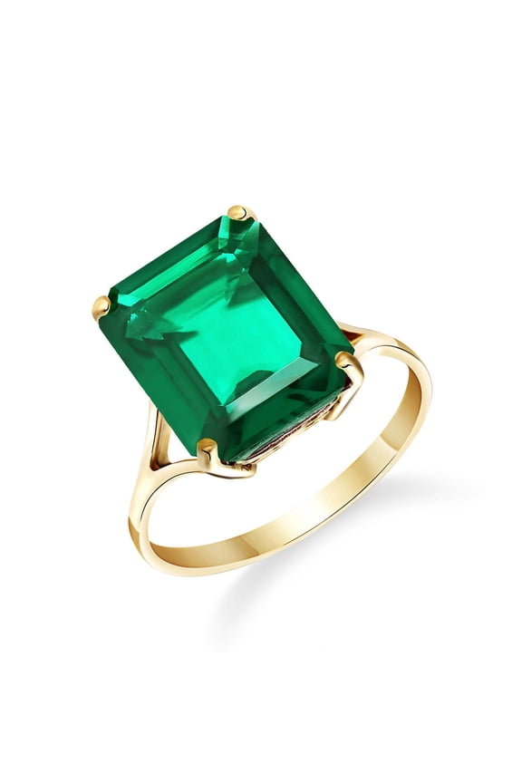 6.5 SIZE 4.50 Carats 14K Solid Yellow Gold Brilliant Emerald Cut Emerald Solitaire Ring with Genuine Vibrant GRADE AAA OCTAGON SHAPE