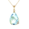 thumbnail image 1 of Galaxy Gold 14K Yellow Gold 6.54 Carat Natural Briolette Checkerboard Cut Blue Topaz and Diamonds Necklace - December Birthstone - Communication & Serenity - 16" to 24" - Fine Jewelry for Women, 1 of 2
