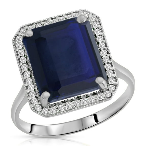 Galaxy Gold 6.6 CTW 14k Solid White Gold Angels Halo Sapphire Diamond Ring 4897 (10)