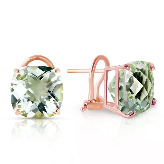 Galaxy Gold 14K Rose Gold 7.2 Carat Natural Green Amethyst Stud Earrings - February Birthstone - Peace & Wisdom - Fine Jewelry for Women
