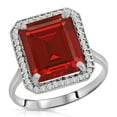 thumbnail image 1 of Galaxy Gold 7.45 ct 14k Solid Gold Emerald Cut Ruby Halo Diamond Ring 4894 (White-Gold, 9), 1 of 7