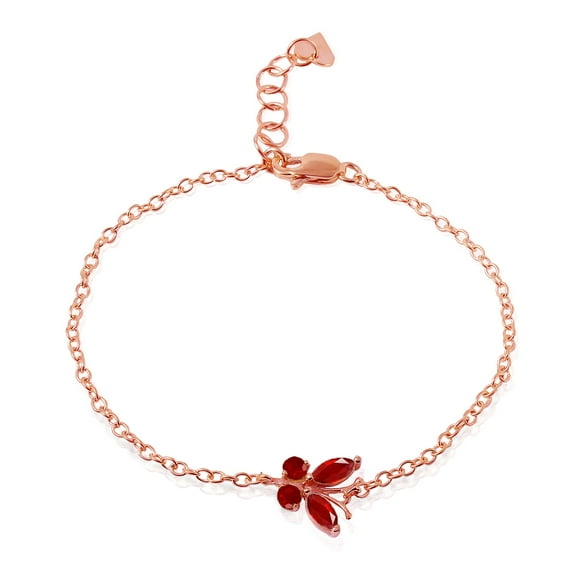 Galaxy Gold 7.5" 14K Solid Rose Gold Ruby Bracelet Butterfly Design 0.60ct t.w. Fine Jewelry for Women Genuine Gemstone