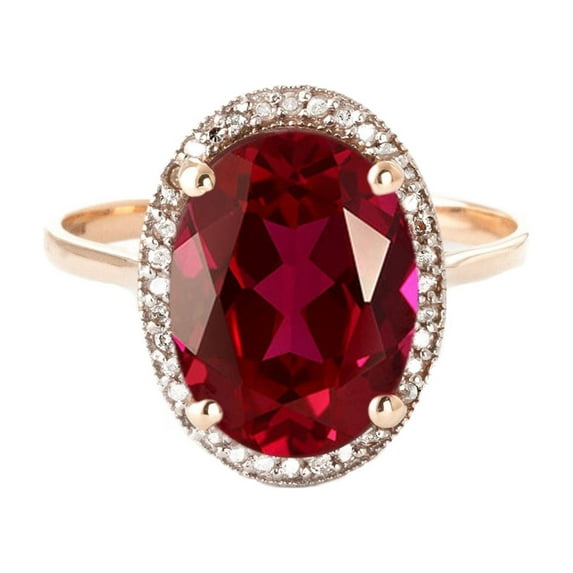 Galaxy Gold 14K Rose Gold 7.93 CT Oval Ruby and Diamond Ring - July Birthstone - Passion & Protection - Sizes 5.5 to 11 - Fine Jewelry for Women