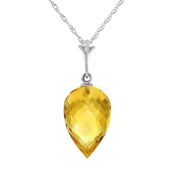 Galaxy Gold 14K White Gold 9.5 Carat Citrine Pendant Necklace - November Birthstone - Warmth & Prosperity - 16" to 24" - Fine Jewelry for Women