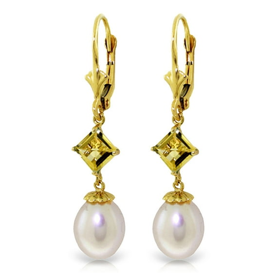 Galaxy Gold 14K Yellow Gold 9.5 Carat Natural Pearl Dangle Earrings - June Birthstone - Balance & Intuition - Fine Jewelry for Women