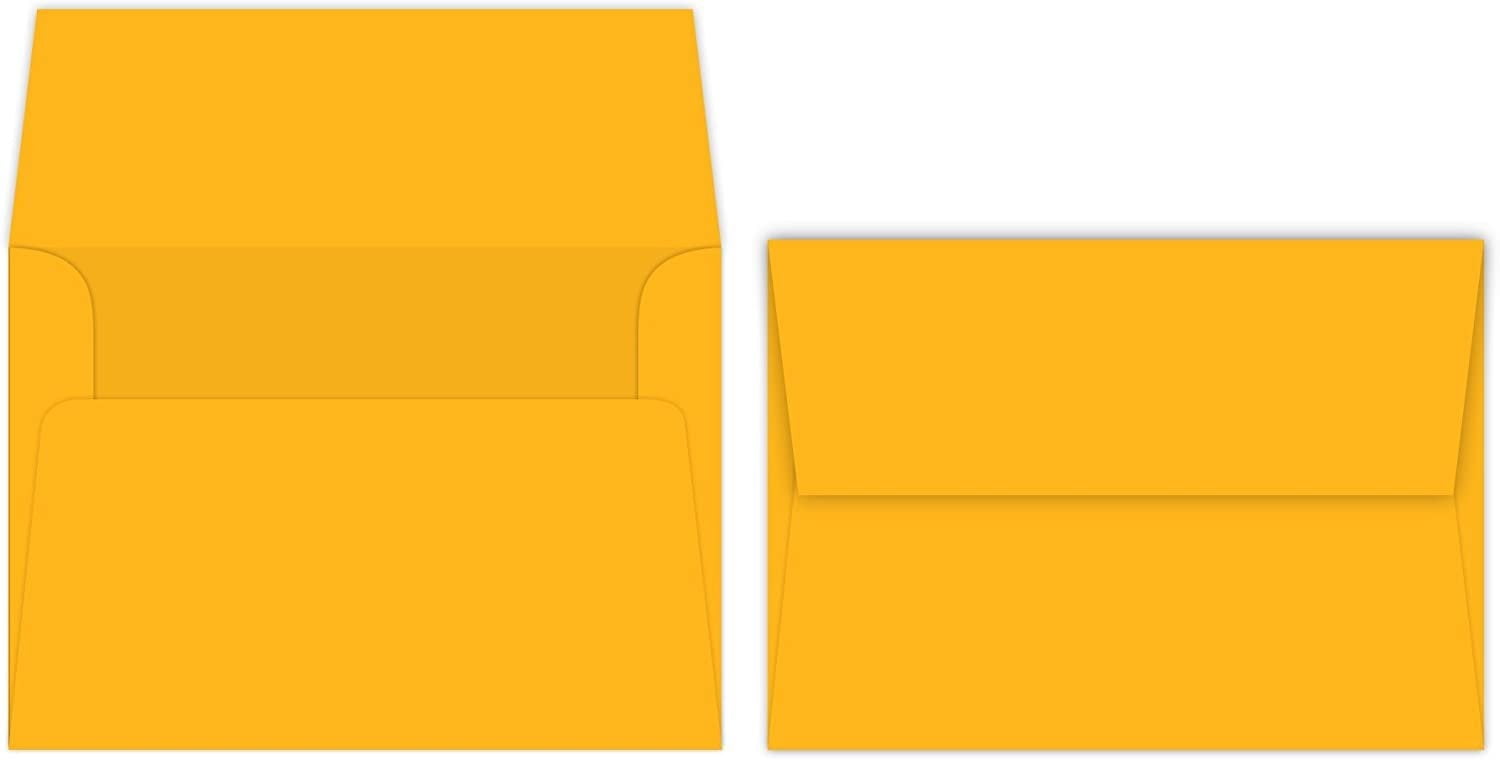 Gold A7 Bright Color Envelopes - 5 1/4 x 7 1/4 Inches - Perfect for 5x7 Photos, DIY Arts and Crafts Cards - for Professional and Homemade Projects - Value Pack of 50 Envelopes