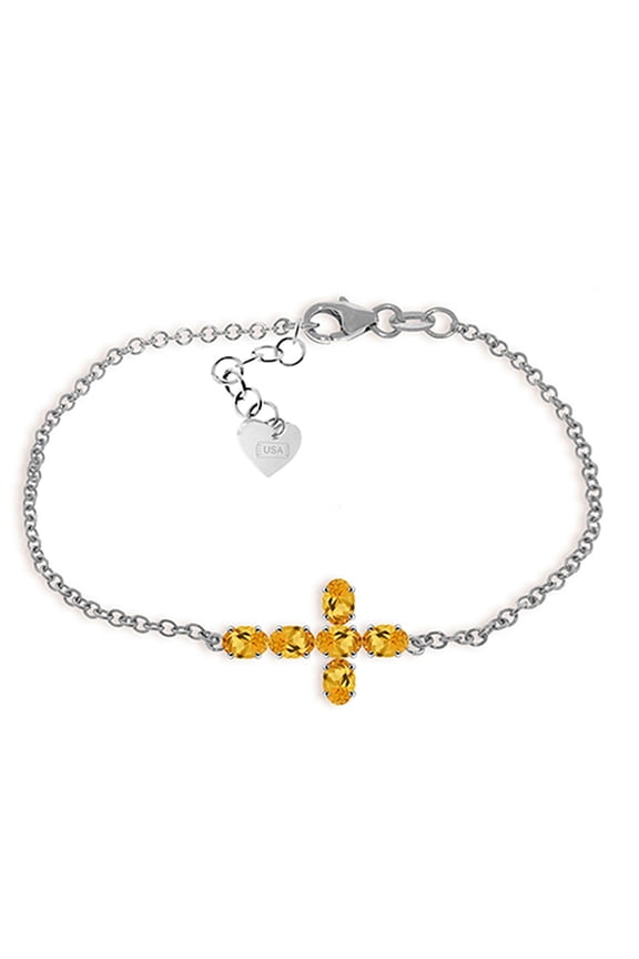 Citrine Cross Bracelet in 14k White Gold