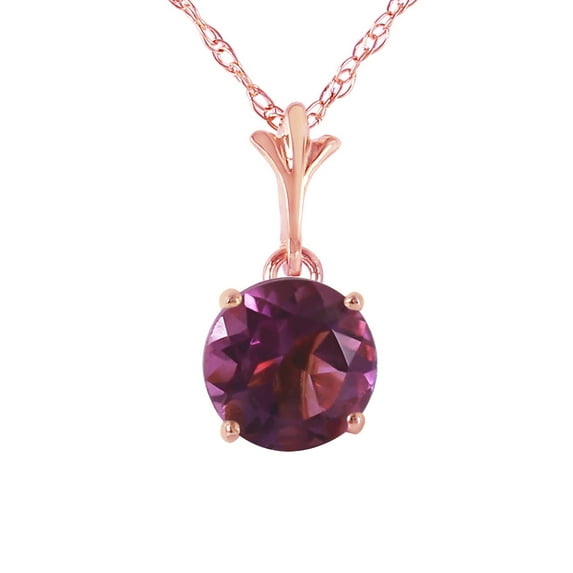 Galaxy Gold GG 14K Rose Gold 1.15 Carat Amethyst Pendant Necklace - February Birthstone - Peace & Wisdom - 16" to 24" - Fine Jewelry for Women