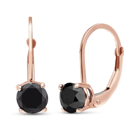 Galaxy Gold 14K Solid Gold 1 Carat Natural Black Diamond Drop Earrings for Women - Rose Gold Fine Jewelry