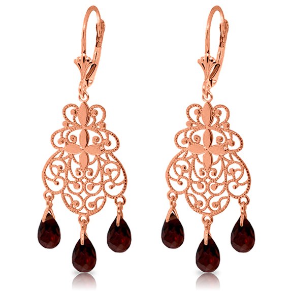 Galaxy Gold 14K Rose Gold 3.75 Carat Natural Garnet Dangle Earrings - January Birthstone - Passion & Protection - Fine Jewelry for Women