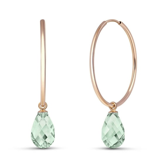 Galaxy Gold 14K Rose Gold 9.00 CTW Natural Green Amethyst Hoop Earrings - February Birthstone - Peace & Wisdom - Fine Jewelry for Women