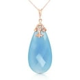 thumbnail image 1 of Galaxy Gold 14K Rose Gold Aqua Blue Chalcedony Briolette Necklace - Communication & Serenity - 16" to 24" - Fine Jewelry for Women, 1 of 3