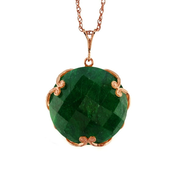 Galaxy Gold 14K Rose Gold Checkerboard Cut Round Dyed Natural Green Sapphire Pendant Necklace - Renewal & Love - 16" to 24" - Fine Jewelry for Women
