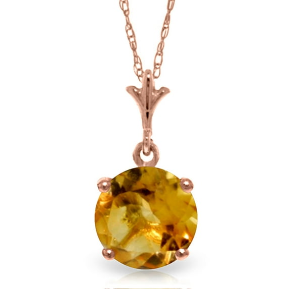 Galaxy Gold GG 14K Rose Gold Citrine Pendant Necklace - November Birthstone - Warmth & Prosperity - 16" to 24" - Fine Jewelry for Women
