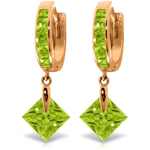 Galaxy Gold GG 14K Rose Gold Green Cubic Zirconia Hoop Earrings - Vibrant Style - Fine Jewelry for Women