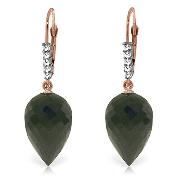Galaxy Gold 14K Rose Gold Natural Black Spinel and Diamonds Dangle Earrings - Strength - Fine Jewelry for Women