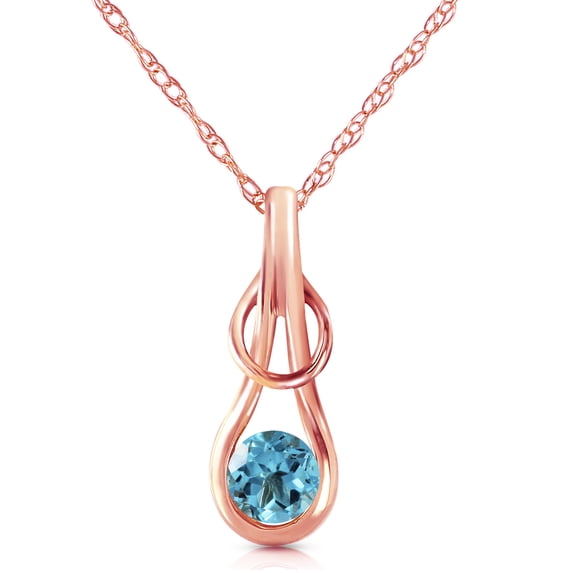 Galaxy Gold 14K Rose Gold Blue Topaz Pendant Necklace - December Birthstone - Communication & Serenity - 16" to 24" - Fine Jewelry for Women