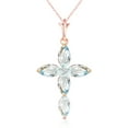 thumbnail image 1 of Galaxy Gold GG 14K Rose Gold Natural Diamonds and Aquamarine Cross Pendant Necklace - March Birthstone - Courage & Clarity - 16" to 24" - Fine Jewelry for Women, 1 of 3